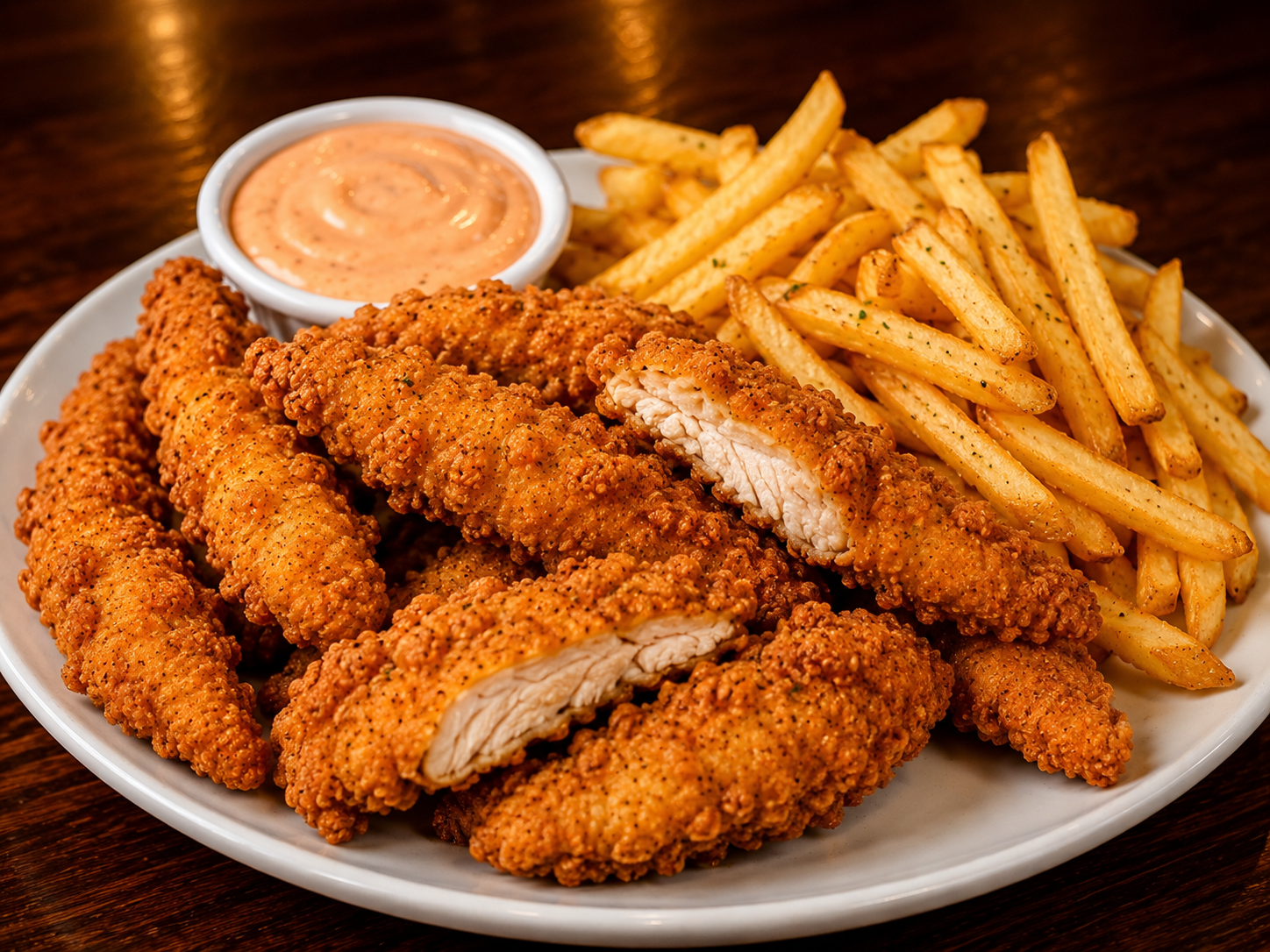 Tiras de Frango Crocante C/ Fritas
