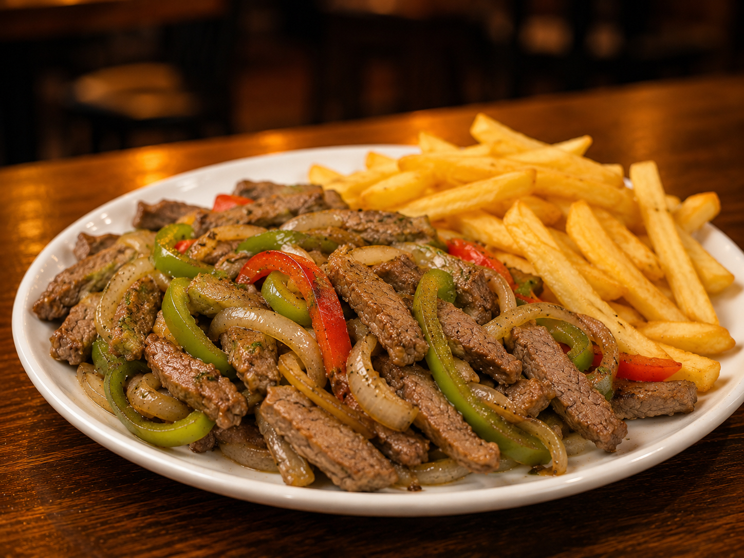 Isca de carne com fritas